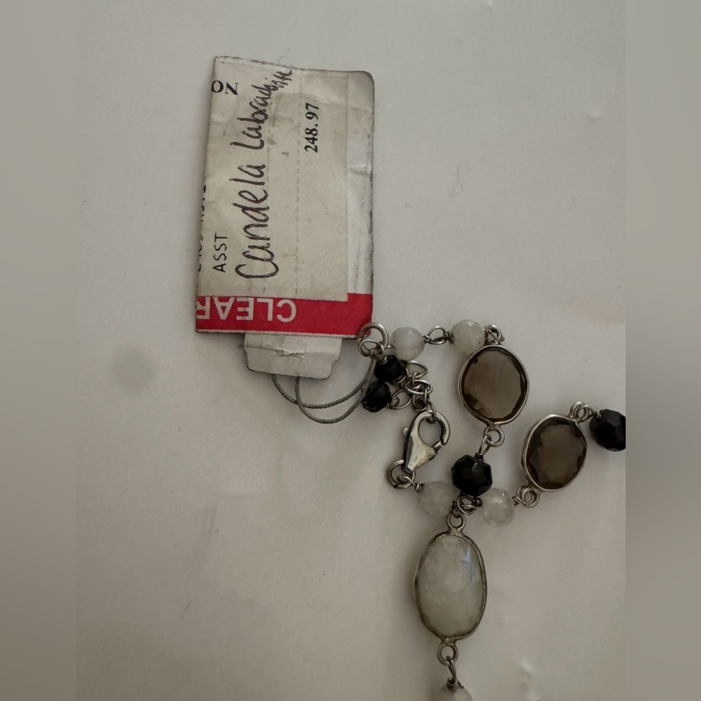 Candela Sterling Moonstone & Labradorite Station Necklace - Picture 4 of 7